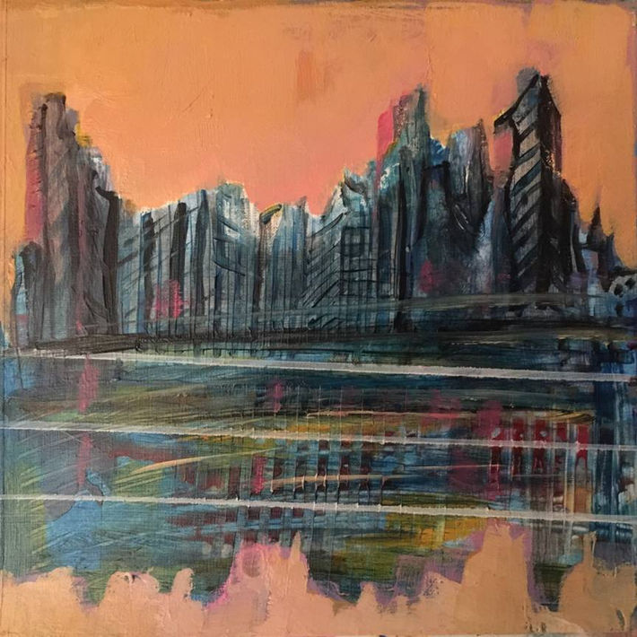 #6- Beautiful Sunrise in the City of Hope, Oil on paper, 23x23cm, AbuDhabi 2019.jpg