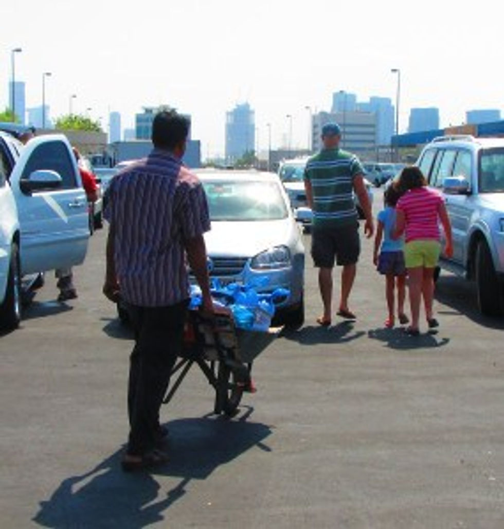 Produce valet by wheelbarrow