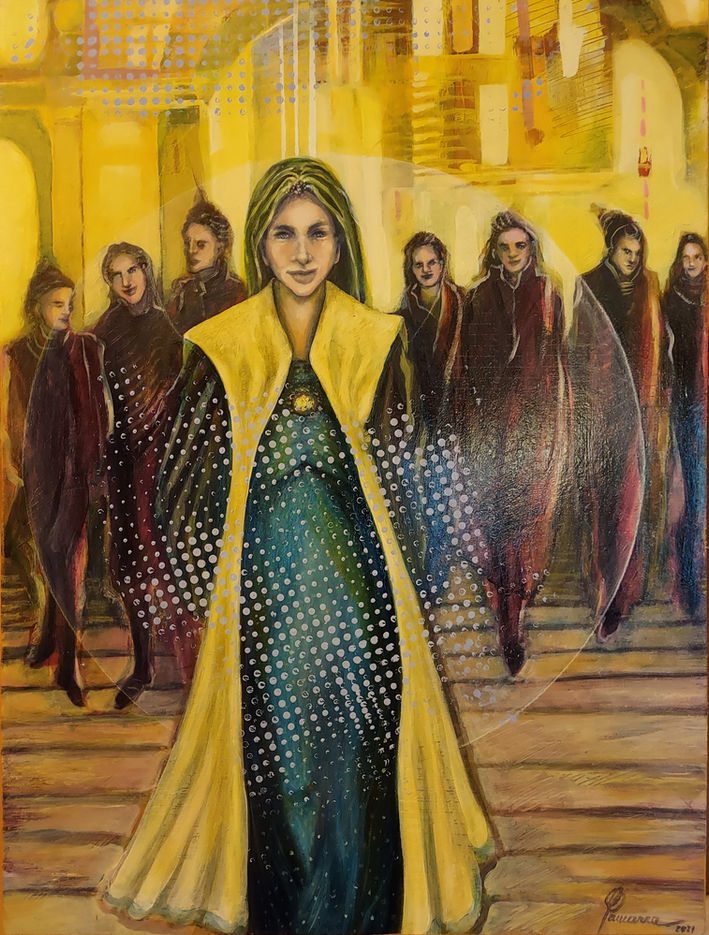 #11- Gaia - The Dive Femenine, Oil on wood, 61 x 46 cm, 24 x 18 inches, New York 2021.jpg