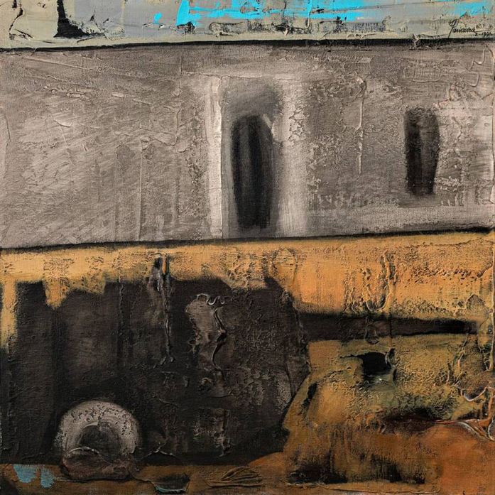 #4- Destroyed War Tank, Oil on canvas, 50 x50 cm, 20 x 20 inches, New York 1991.jpg