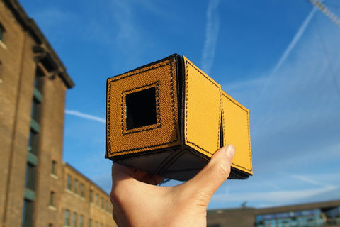 Pocket Pinhole Camera is a foldable pinhole camera that Mizuki Tochigi 
made from offcuts of Louis Vuitton leather, created in a collaboration project by Central Saint Martins and Louis Vuitton.