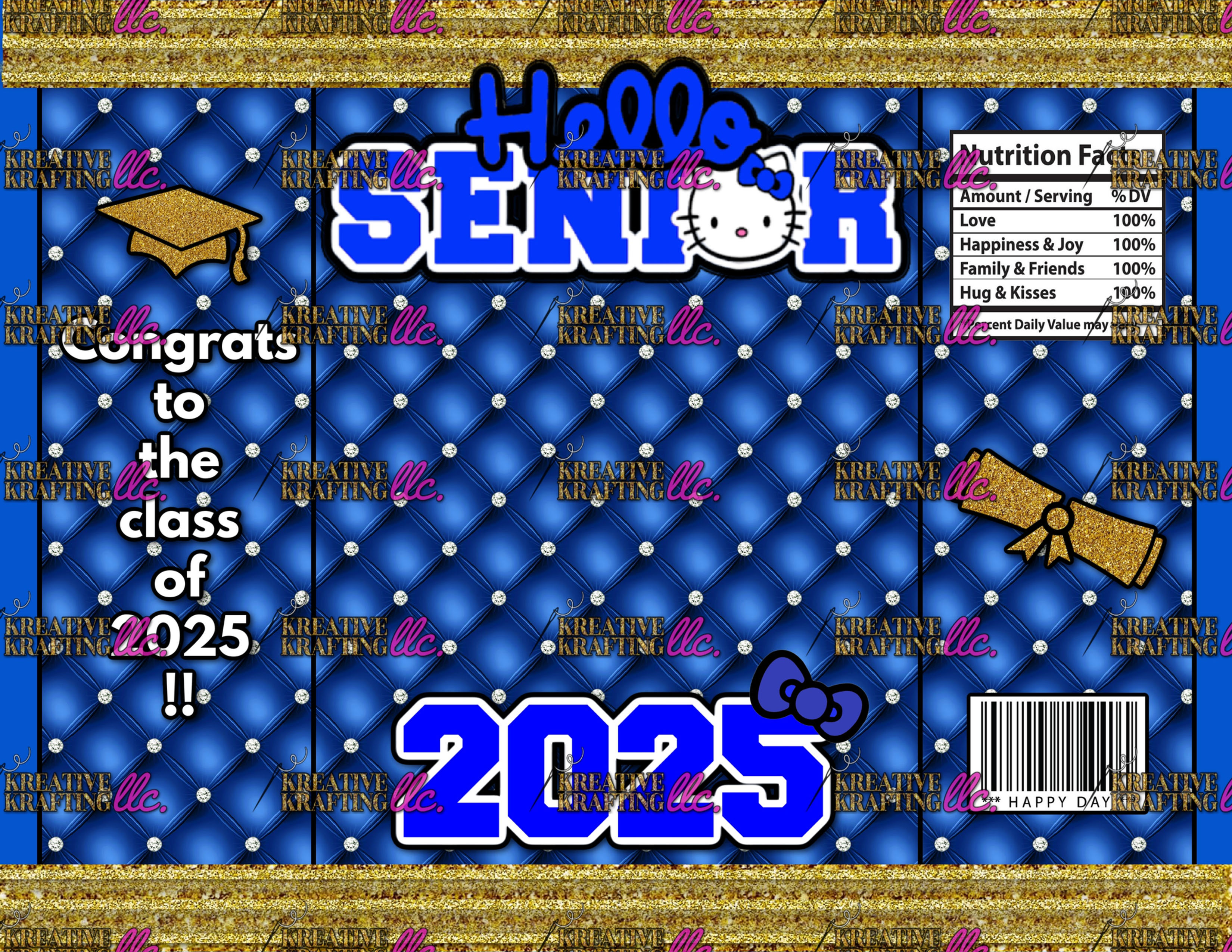 HELLO SENIOR CHIP ROYAL GLD SQ GRAD FAN