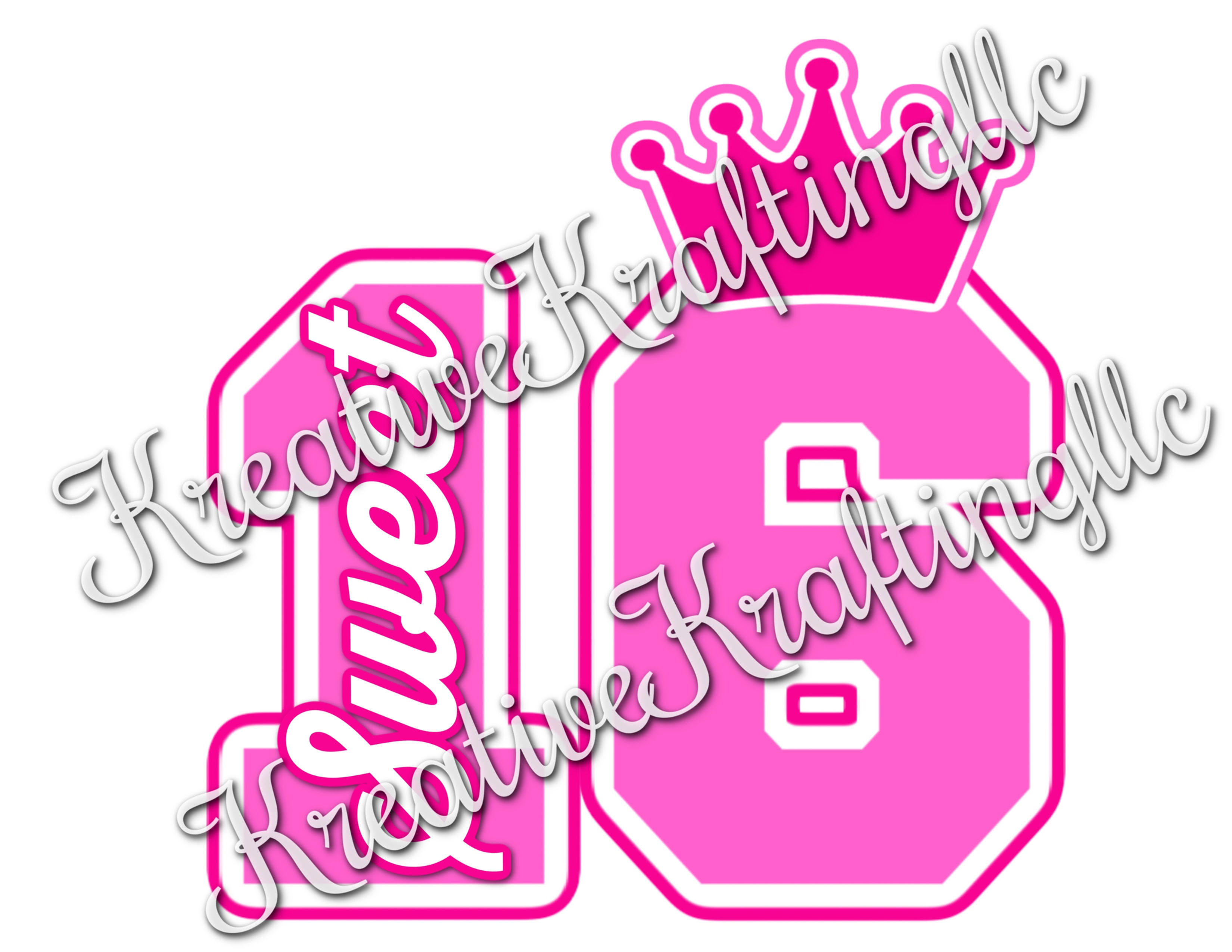 SWEET 16 PINK HOT PINK PNG
