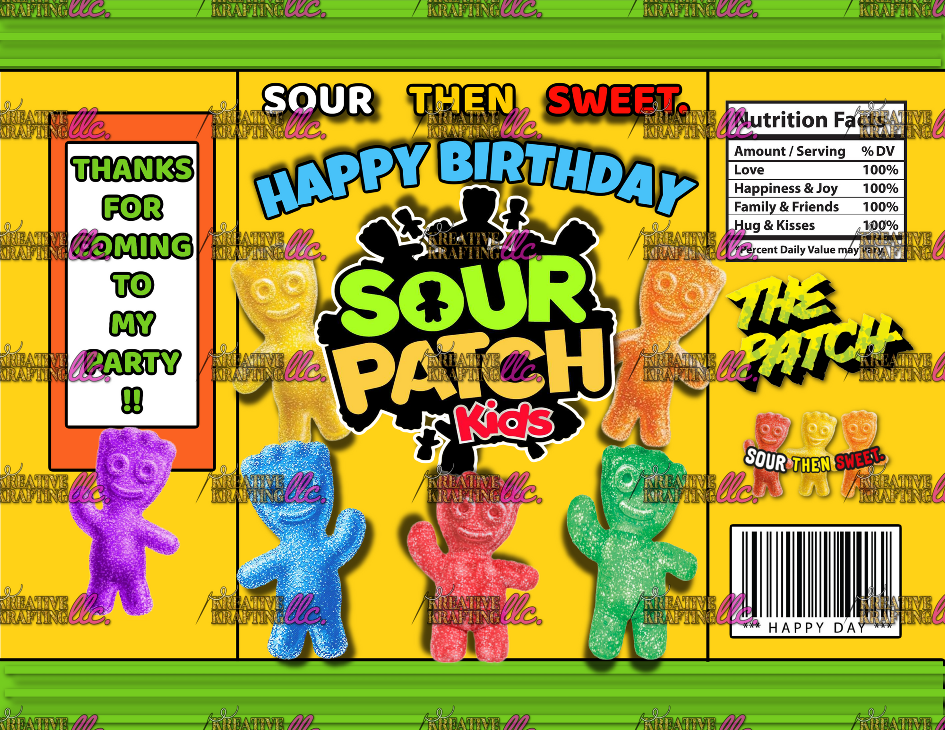 SOUR PATCH HAPPY BDAY BIG LOGO CHIP BAG