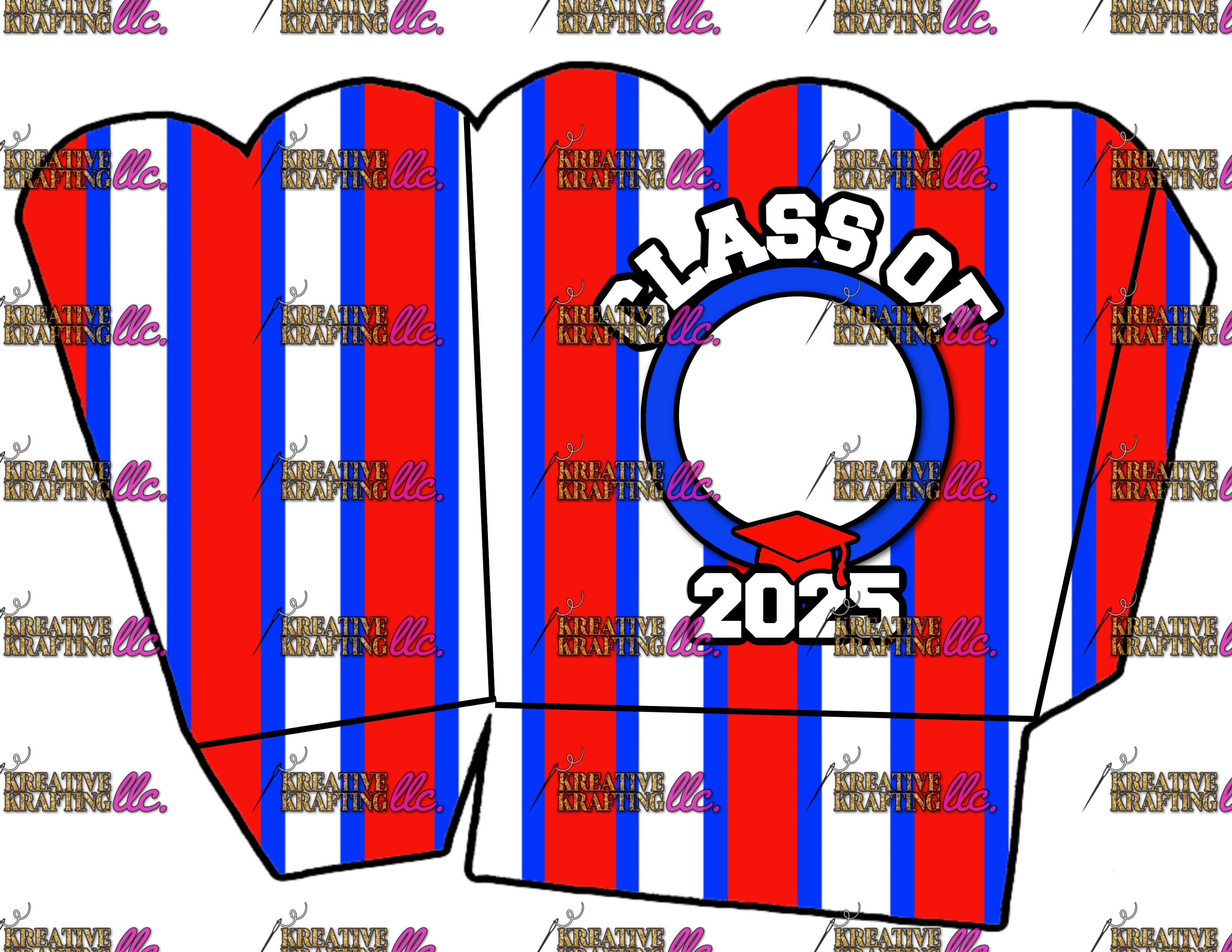 POPCORN BOX RED ROYAL TEMPLATE GRAD