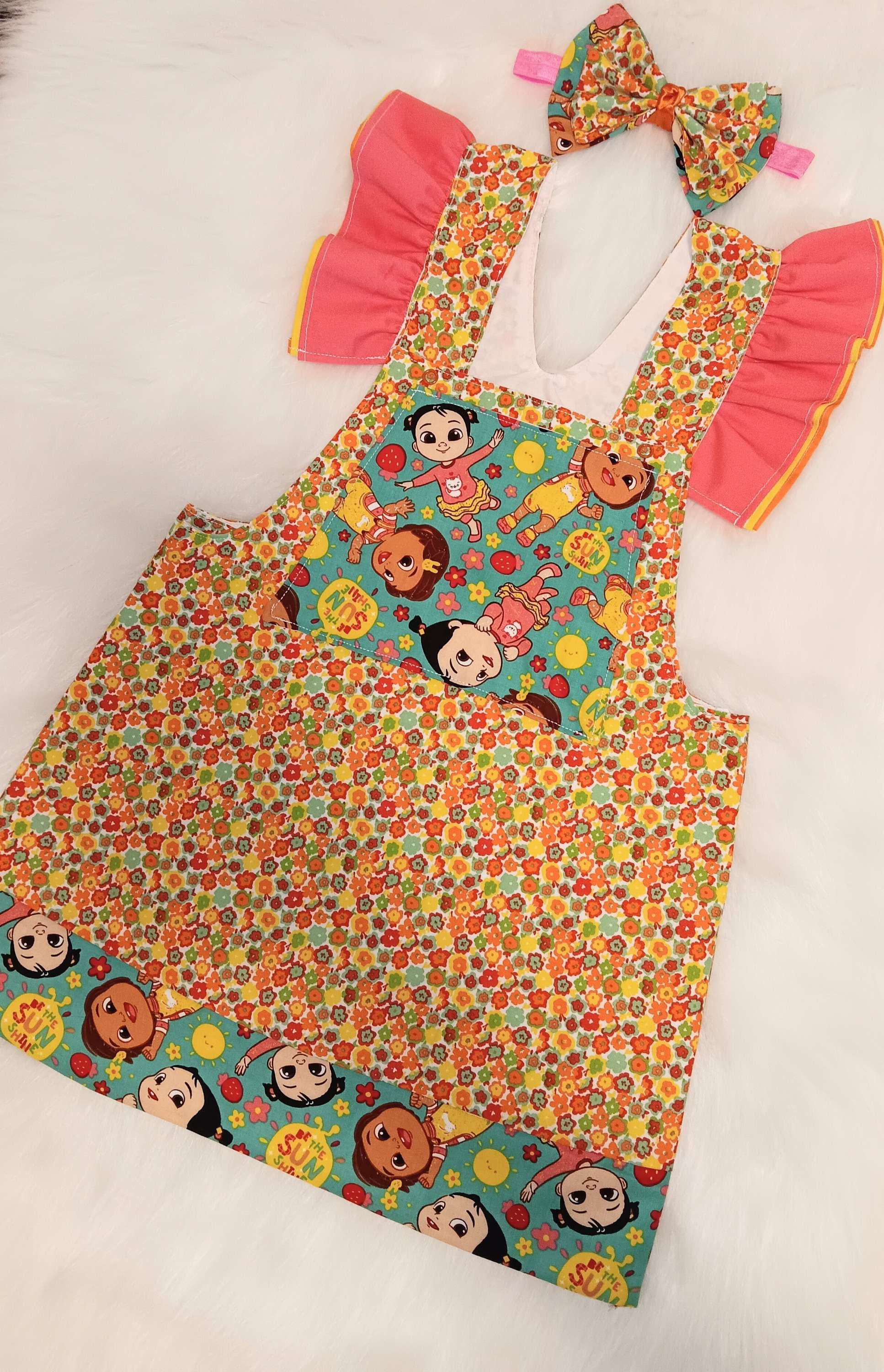 MELON FLOWERS OVERALL DRESS SET