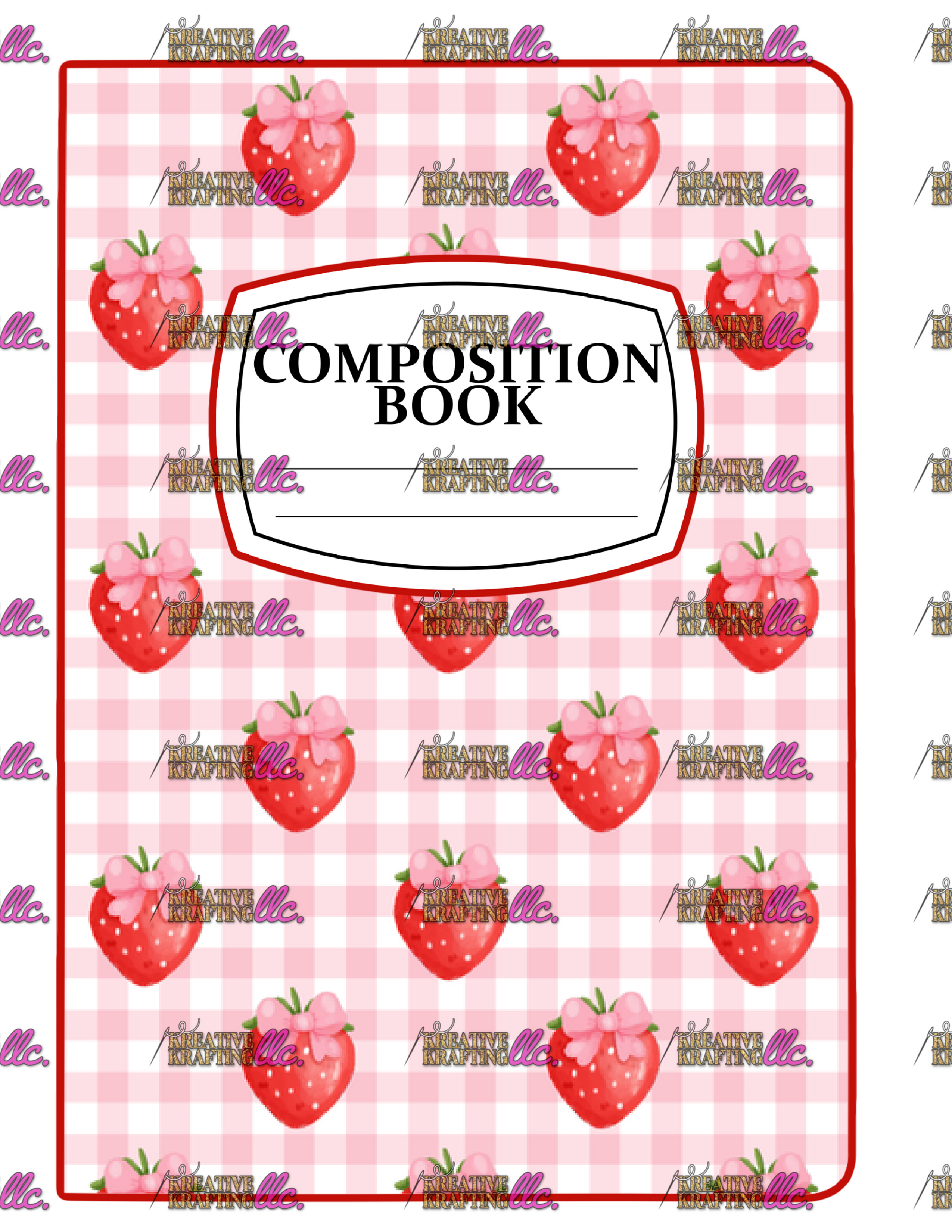 COMPOSITION STRAWBERRY GINGHAM BOOK COVER