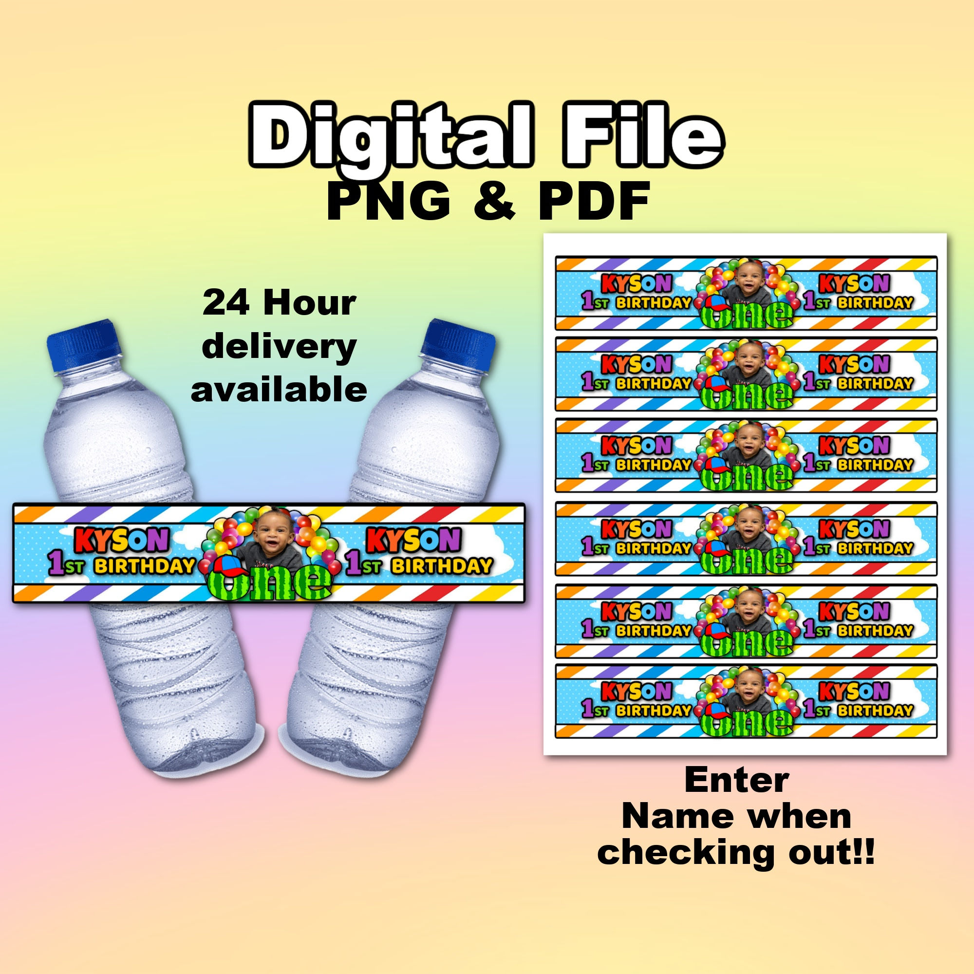 MELON CUSTOM PHOTO WATER LABELS