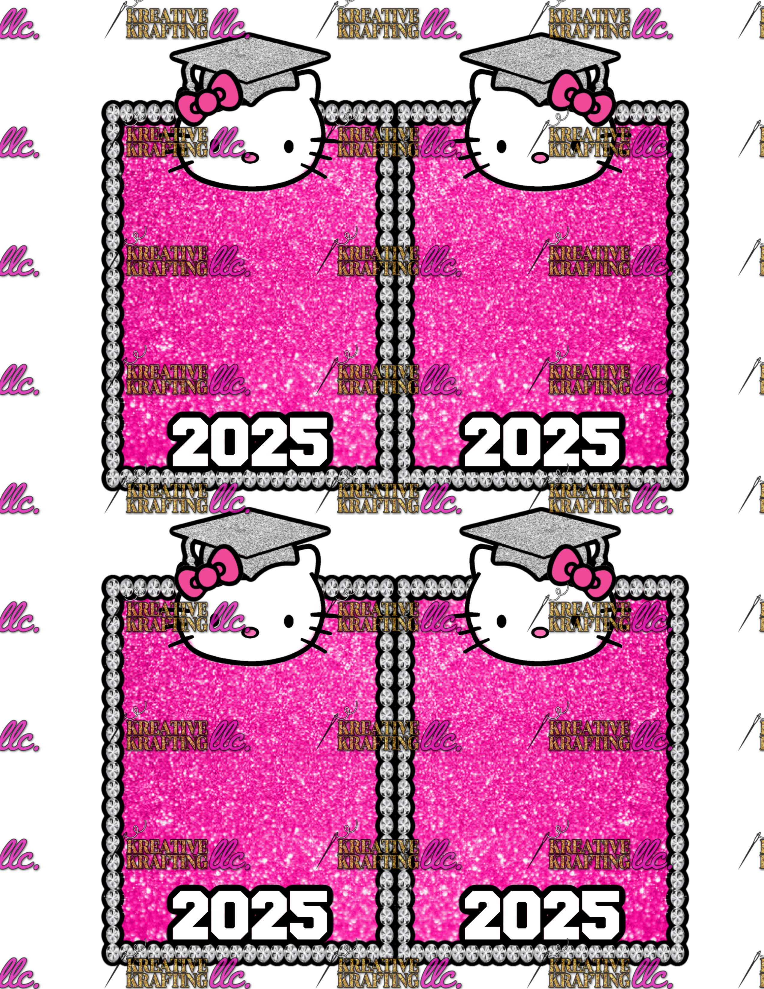 KITTY LANYARD TEMPLATE PINK SILV 2025 GRAD FAN