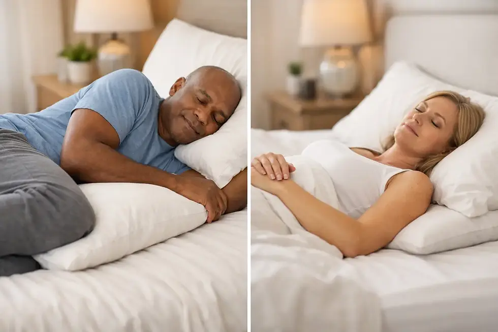 Side sleeping with a pillow between the knees for herniated disc and low back pain comfort