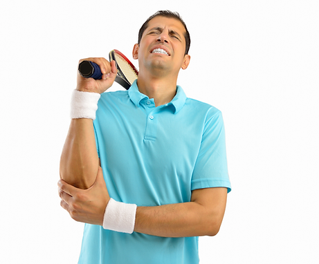 Man experiencing outer elbow pain associated with tennis elbow