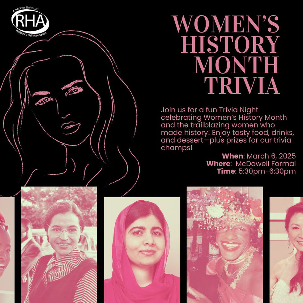 The Residence Hall Association (RHA) Women's History Month Trivia Night Post