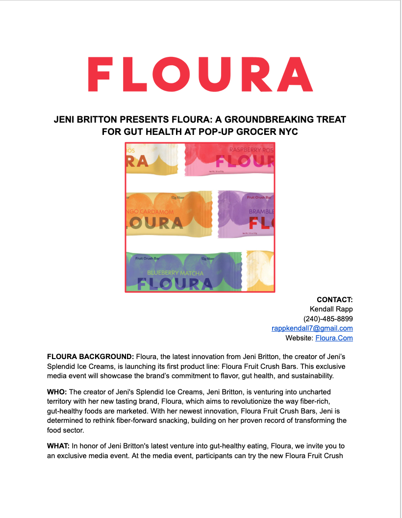 Media Advisory & Pitch Email: Floura Pop-Up Event