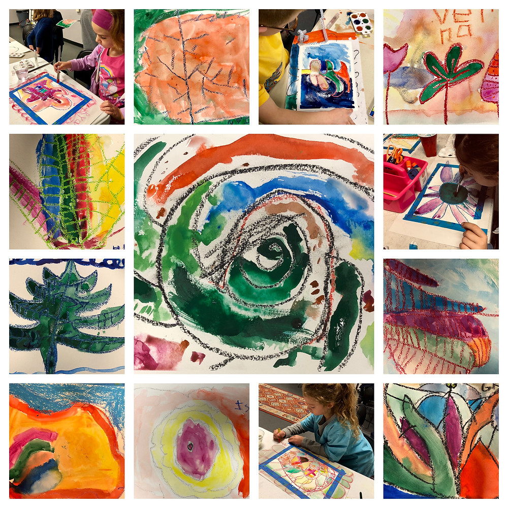 K-3rd Grade Big Flowers-Watercolor & Oil Pastel