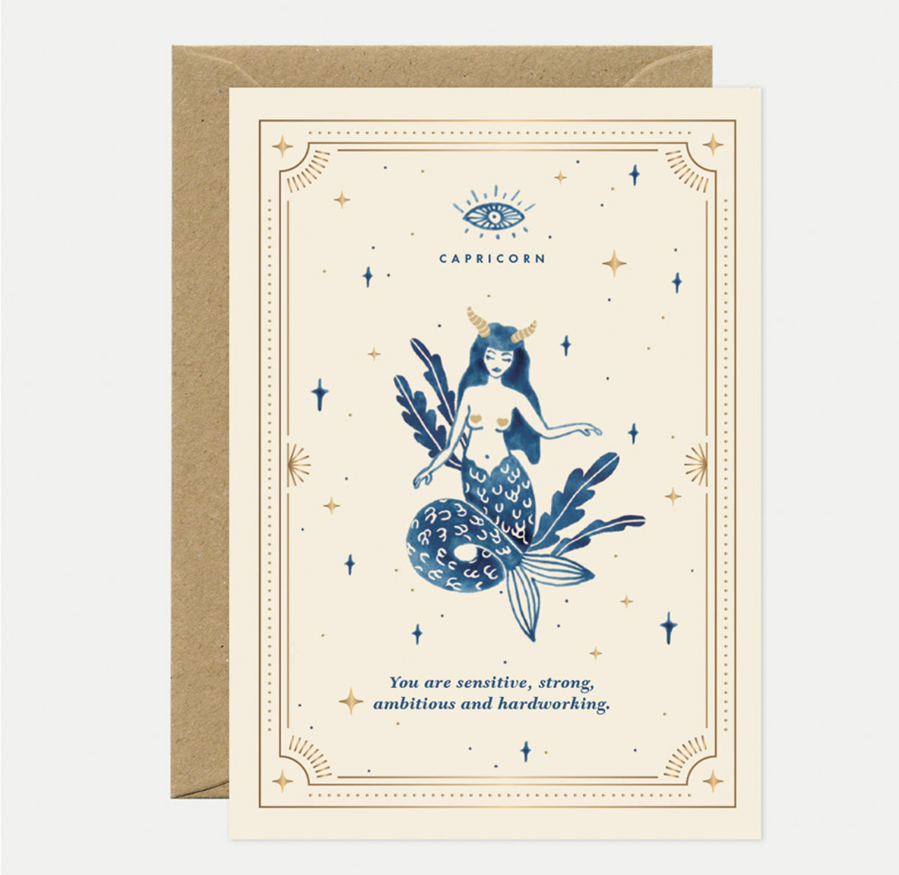 Carte de vœux Capricorn d’or 