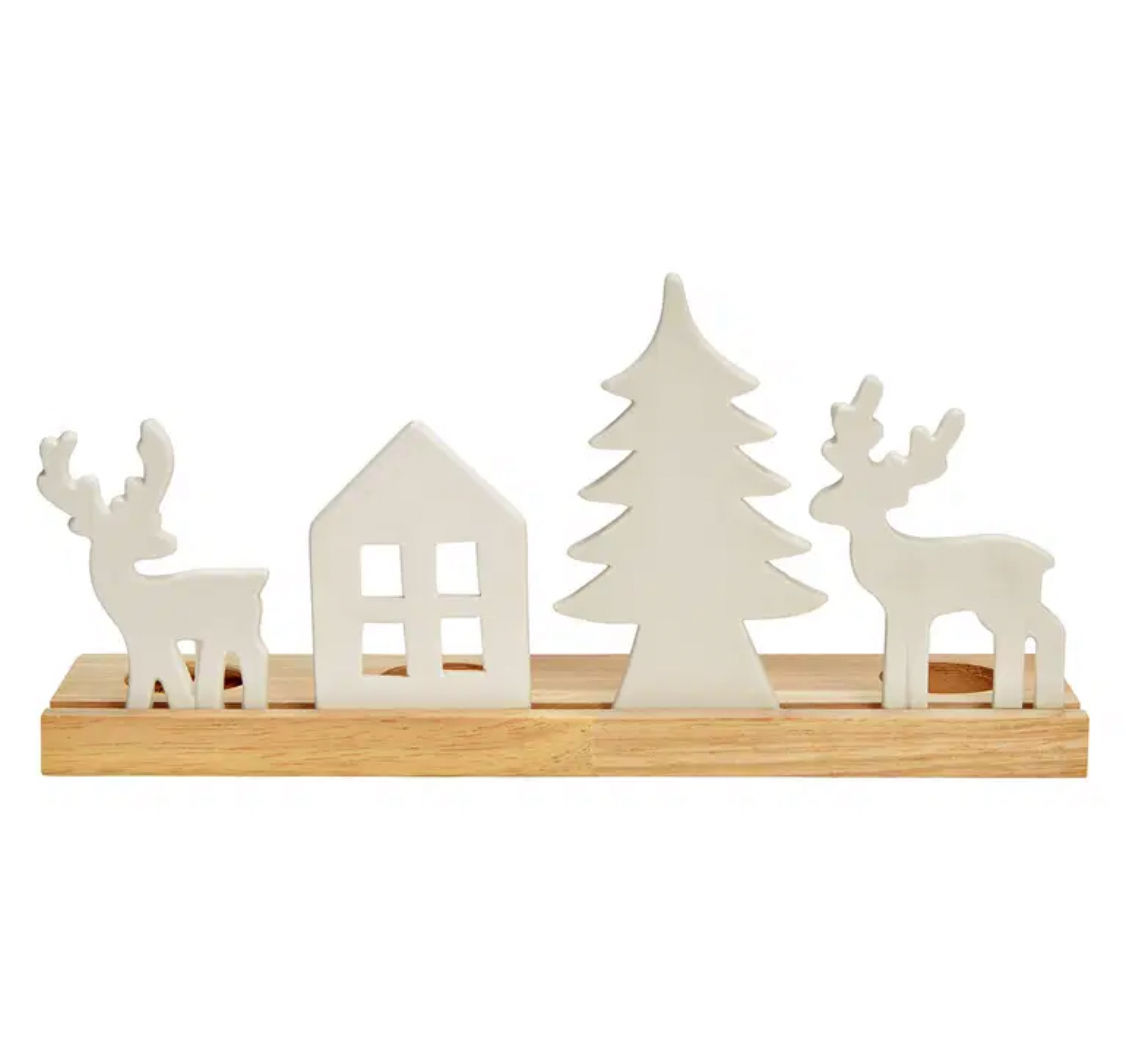 Décor de l'Avent maison/cerf/arbre
