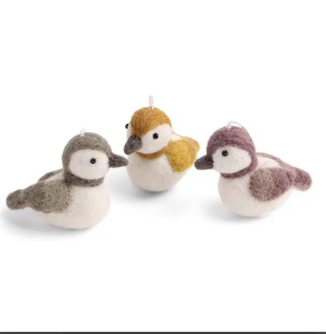 Set de moineaux en feutre