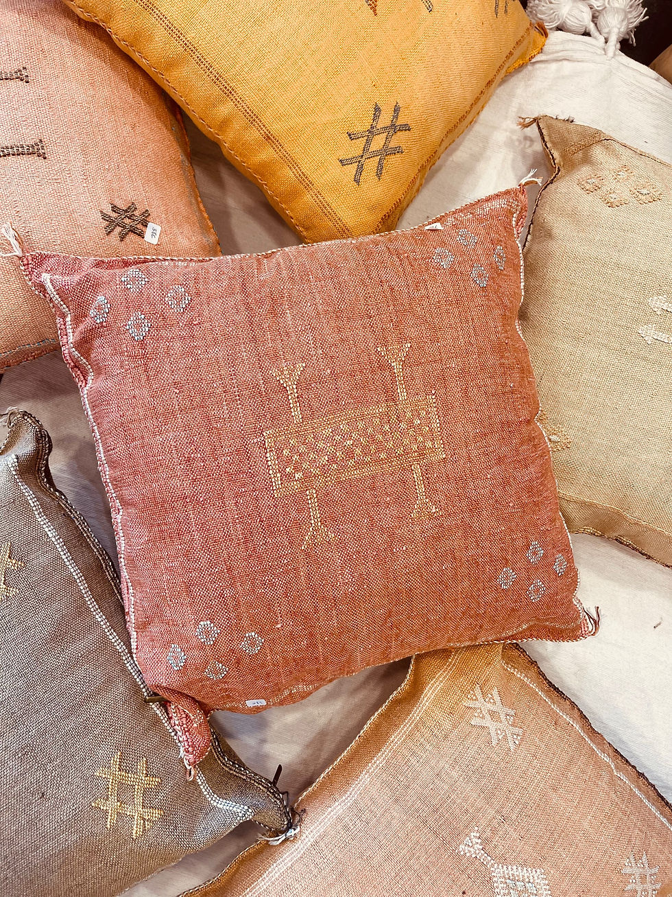 Thumbnail: Coussin soie cactus -terracotta 