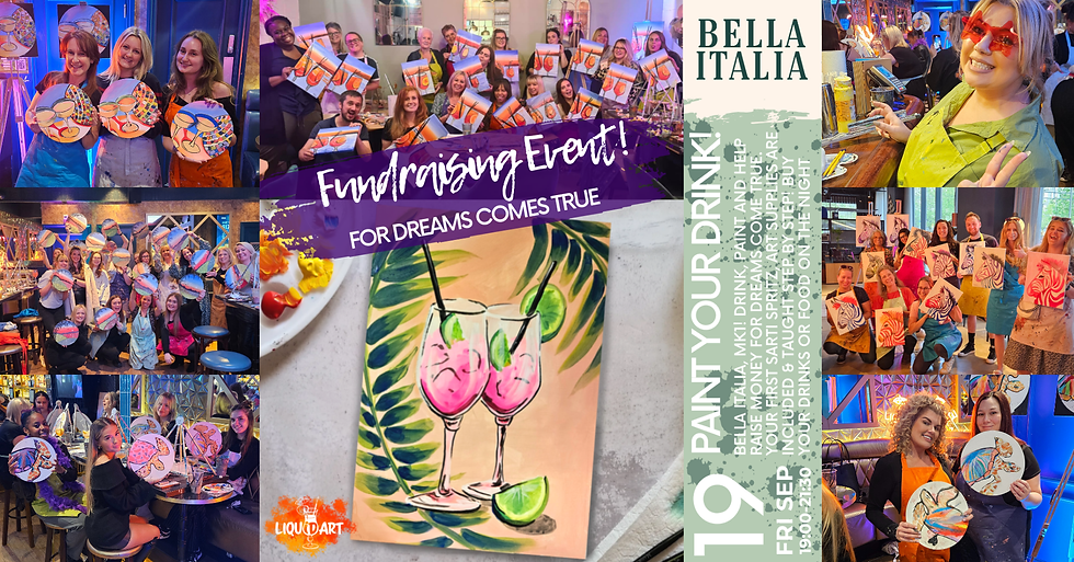 Paint Your Drink! Fundraiser at Bella Italia Stadium MK!