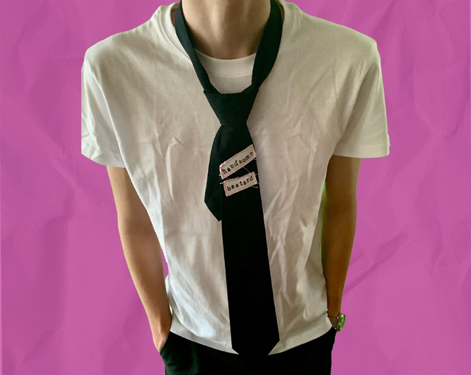 Tie by Cosy Riot, Krawatte, punk outfit, alternative fashion, LGBTQ+, unisex, Gen Z, patches, Handsome bastard