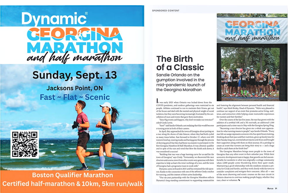 Georgina Marathon ad and article shown in iRun Magazine May 2026 edition