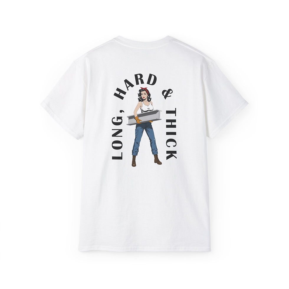 Thumbnail: Long, Hard & Thick — Trades Pin-Up Graphic T-Shirt