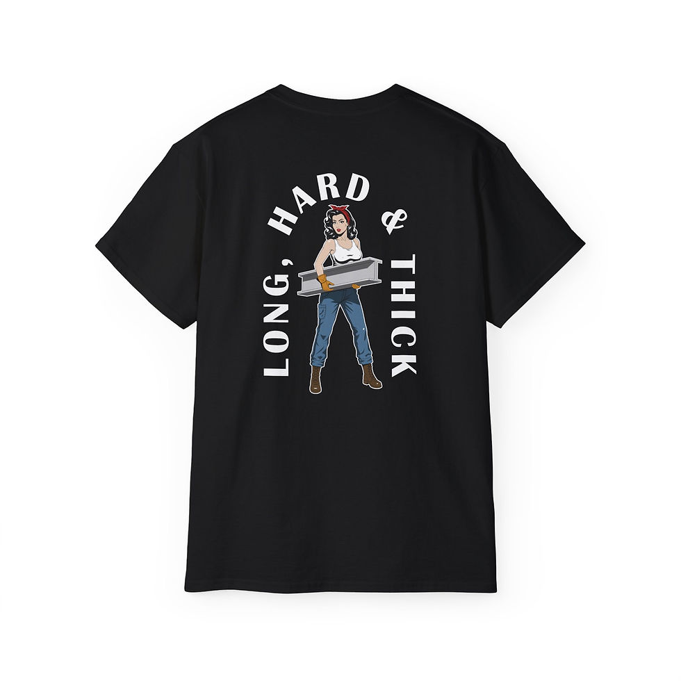 Thumbnail: Long, Hard & Thick — Trades Pin-Up Graphic T-Shirt