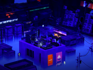 High Above gameplay image, nighttime background with a dark blue setting of a rooftop.