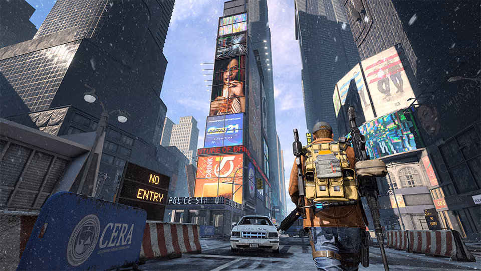 Man walking in the city with a bookbag in a videogame