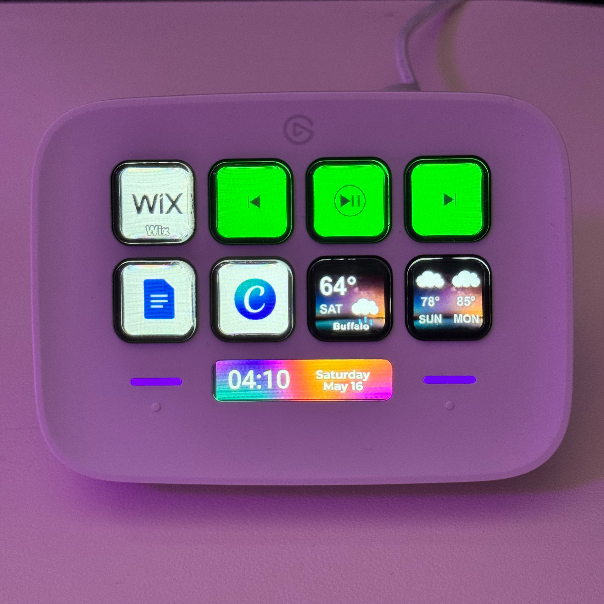 a second page of a customized stream deck with vibrant tiles / buttons