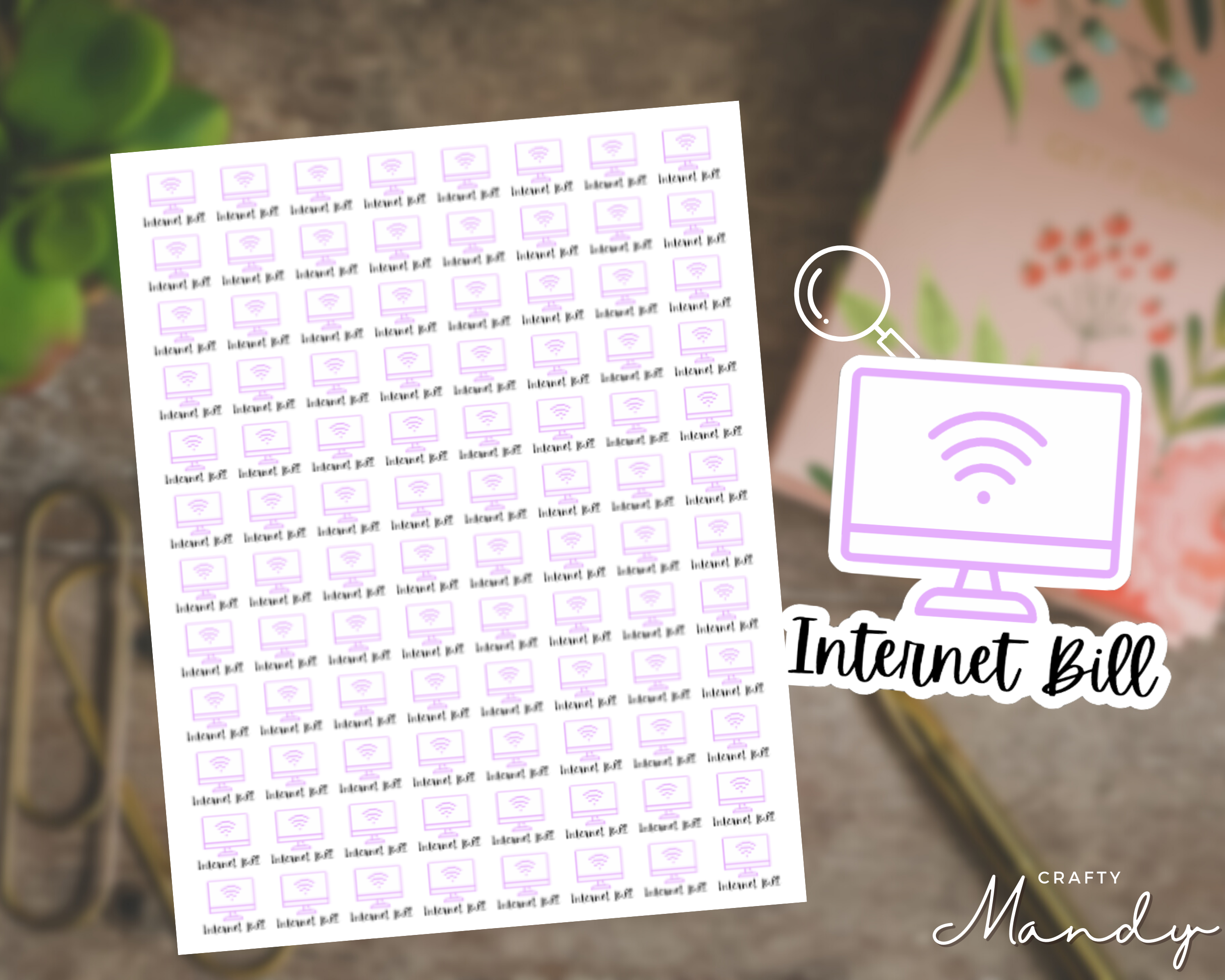 Internet Due Mini Planner Sticker | kiss-cut sticker sheets, bill pay stickers
