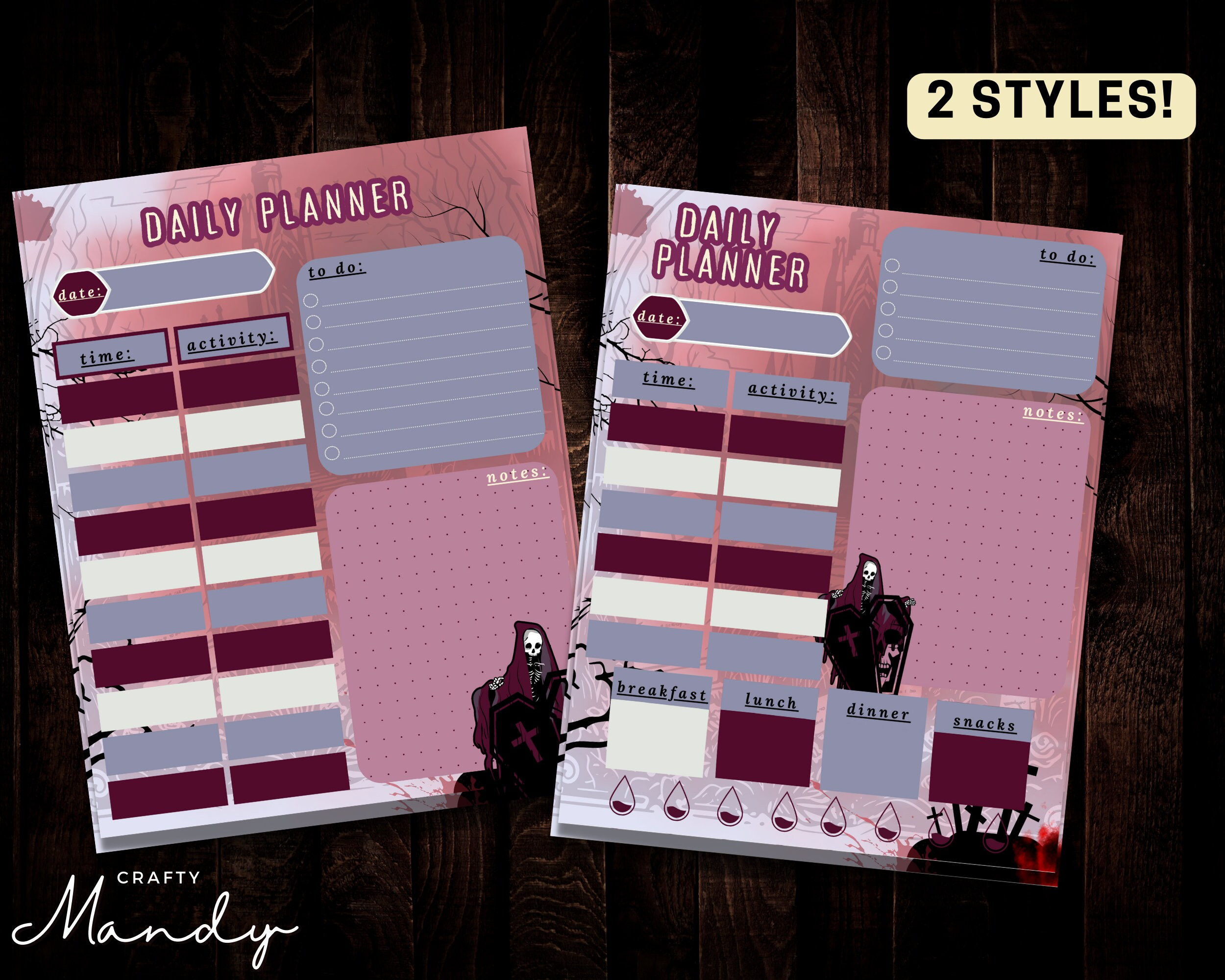 Spooky Skeleton Daily Planner Notepad