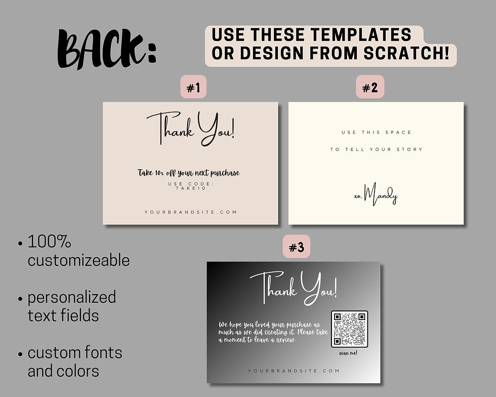 Thumbnail: Custom Thank You Insert Cards | Business Logo & QR Code