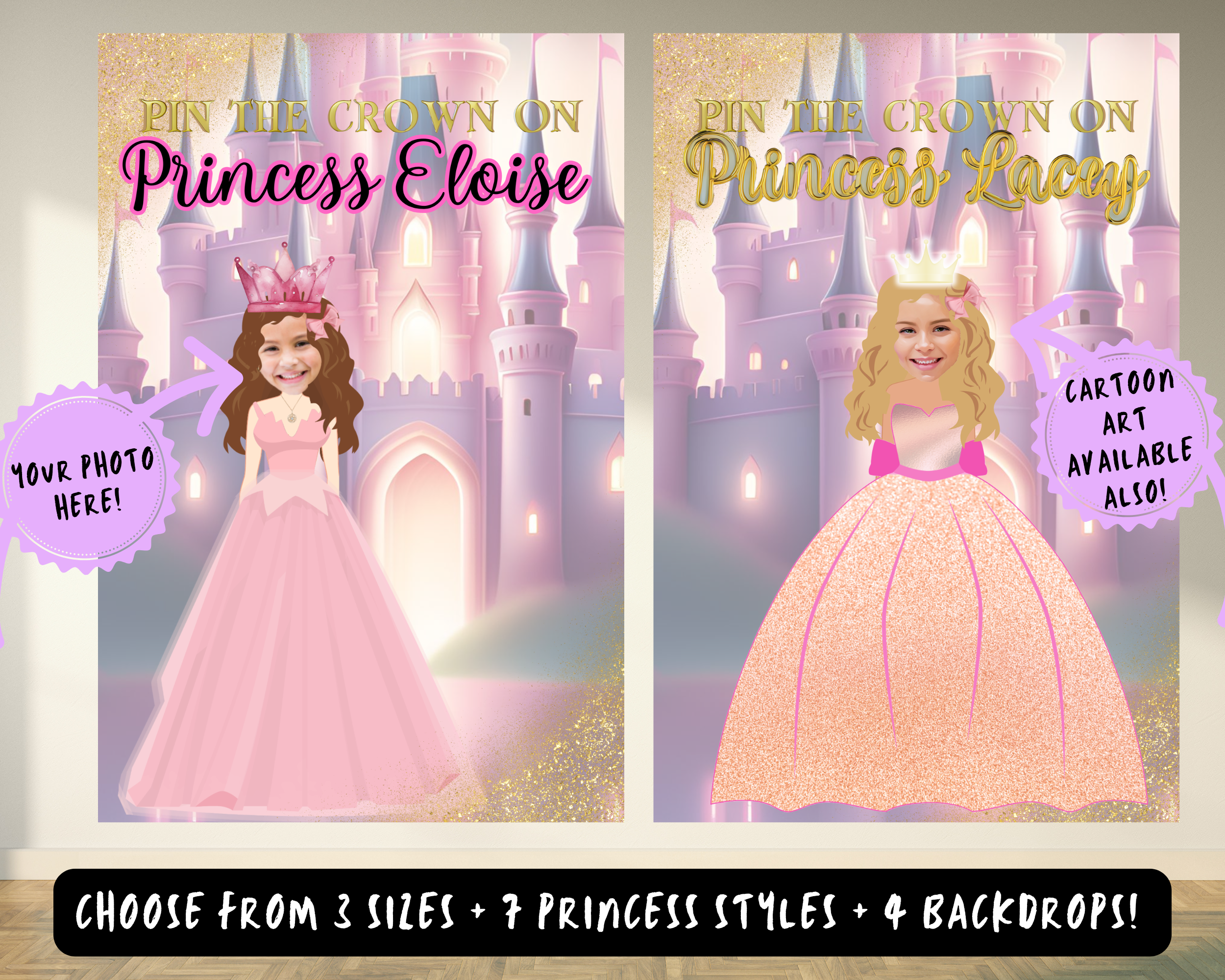 Personalized Pin the Crown on the Princess Party Game Poster