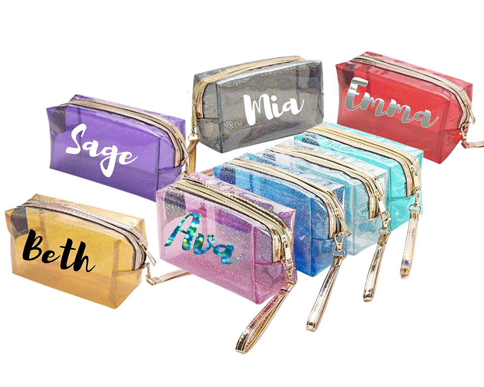 Personalized Waterproof Makeup Bag, Make Up Bag, Sparkly Bag, Bridesmaid Make Up