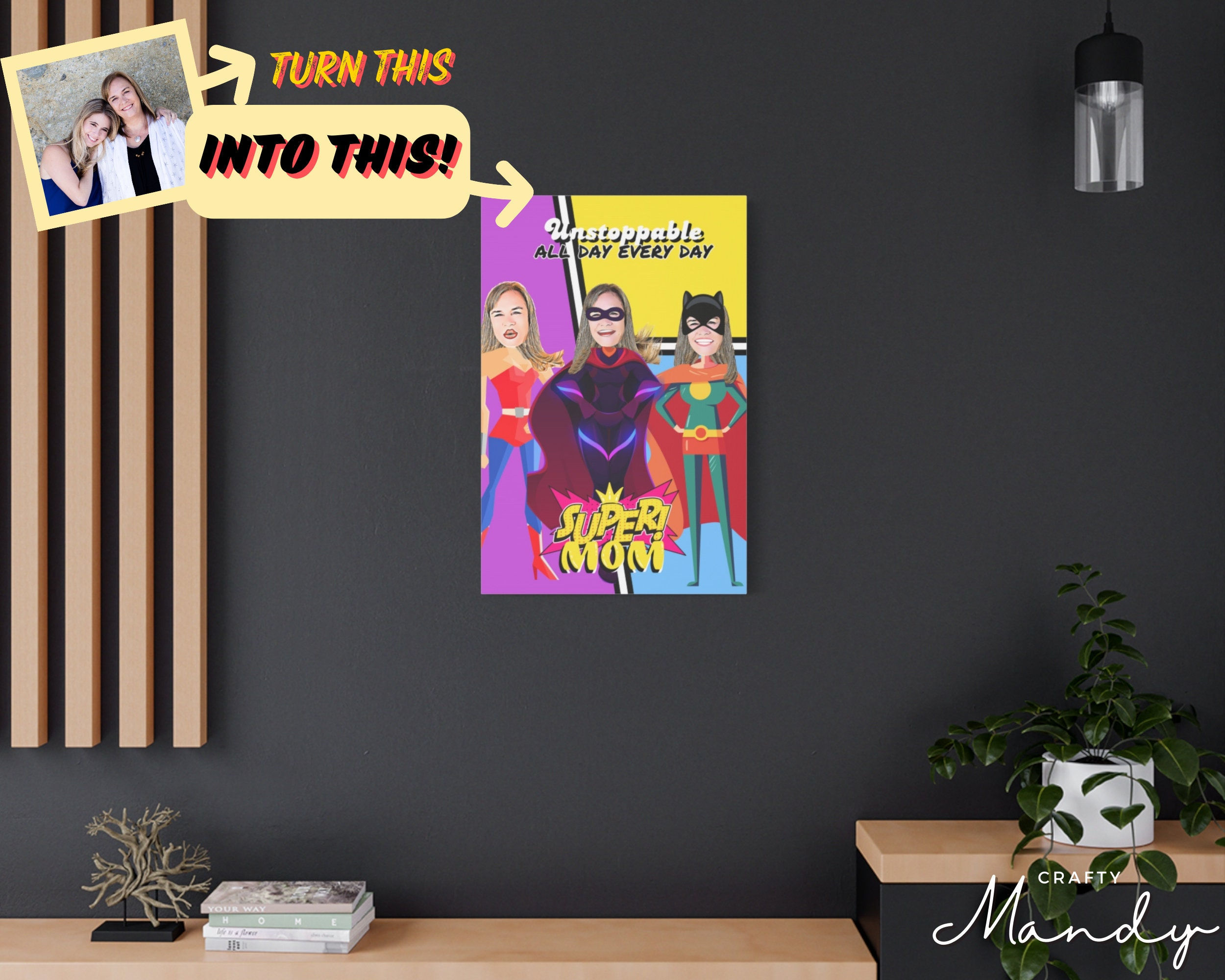 Super Mom Cartoon Photo Canvas