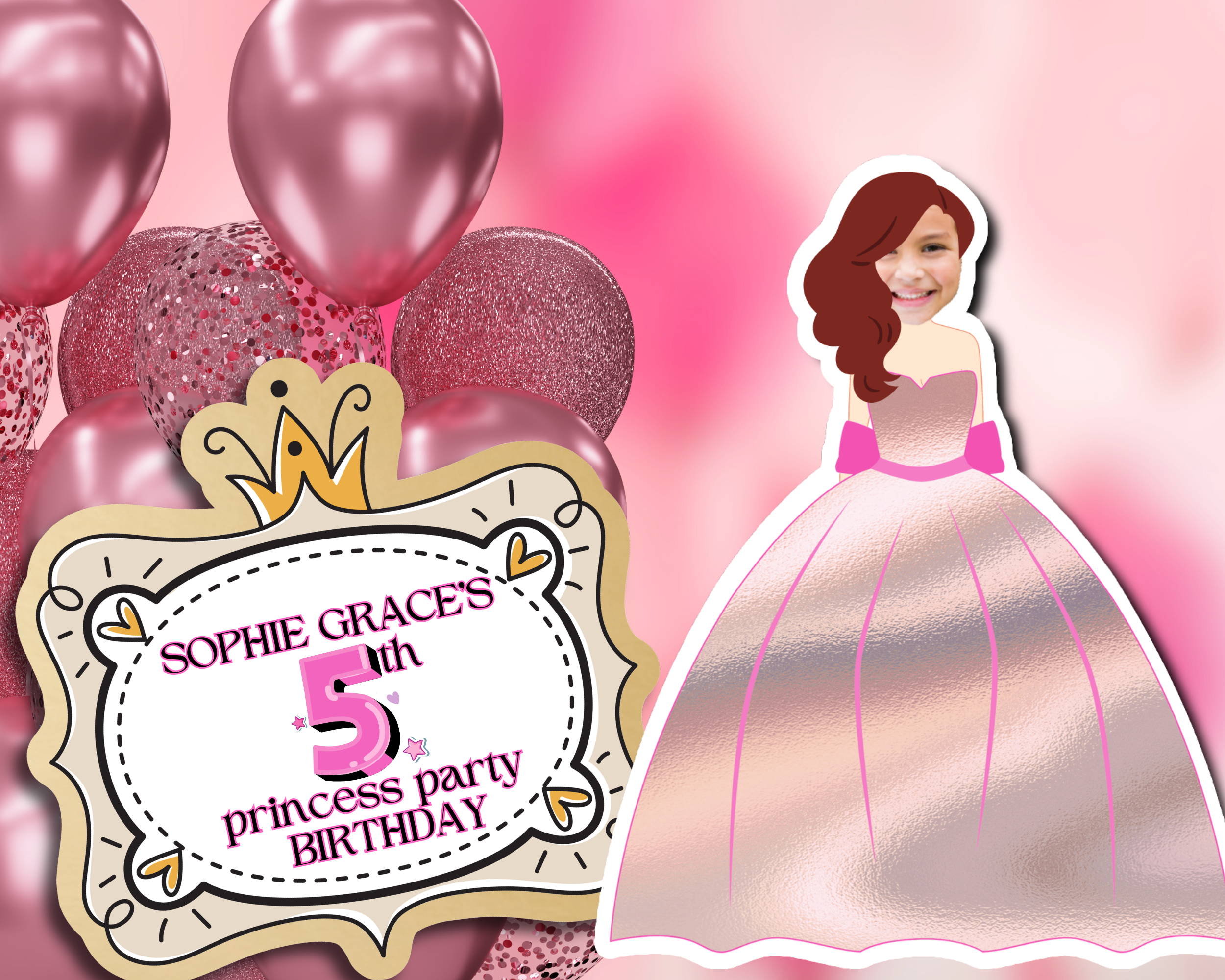 Personalized Princess Party Decor Standee | Custom Birthday Display