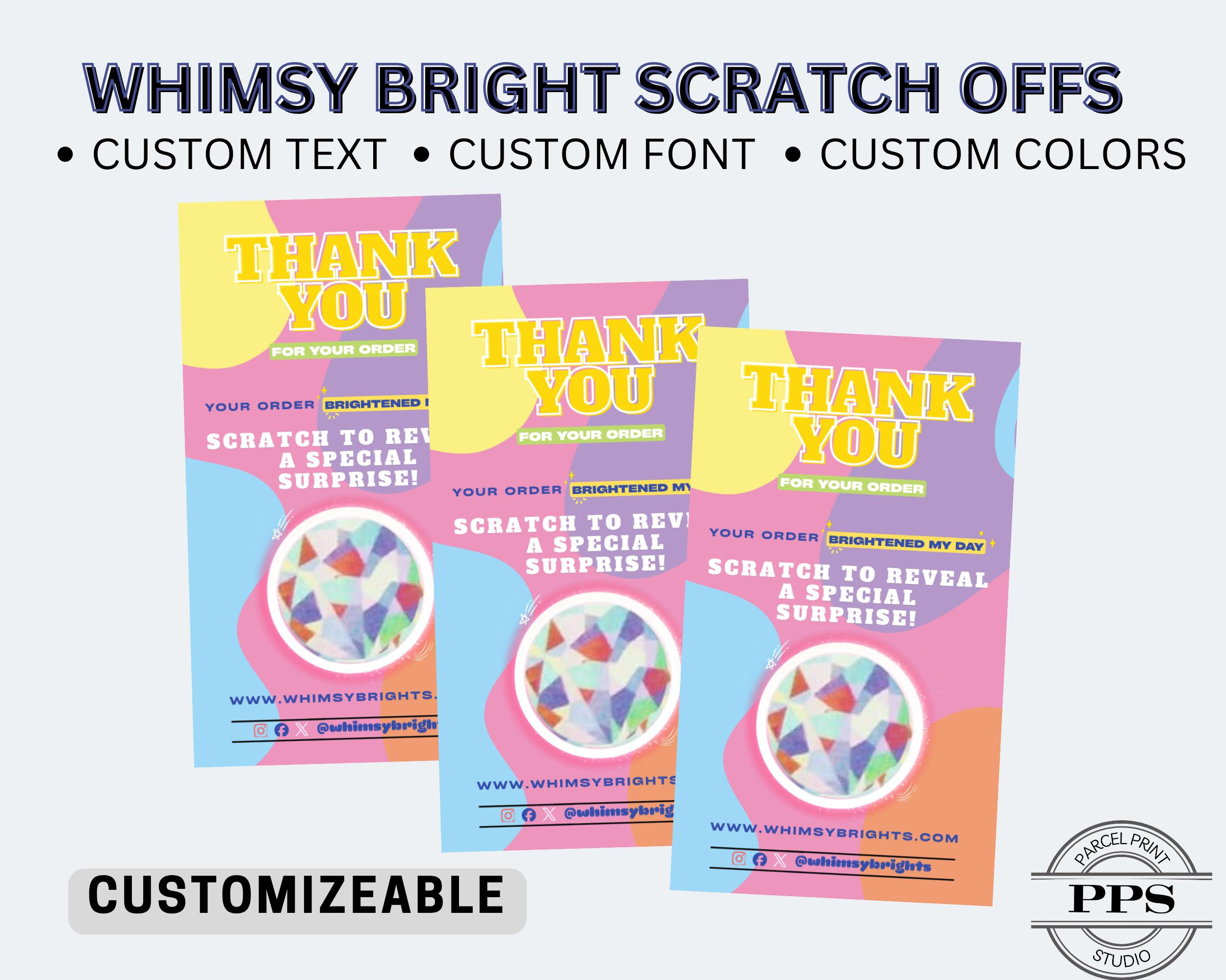 Whimsy Bright Scratch Offs Insert Thank You Cards Customizable Business Packa