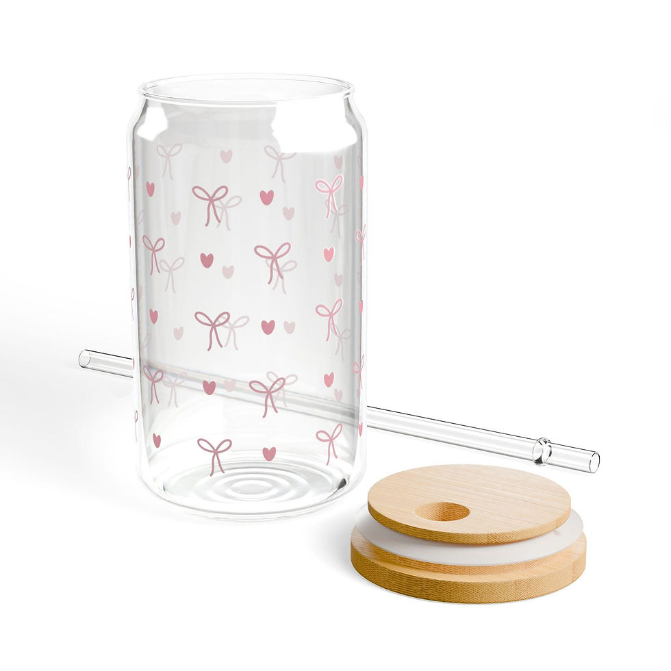 Thumbnail: Pink Bows & Hearts Glass Cup