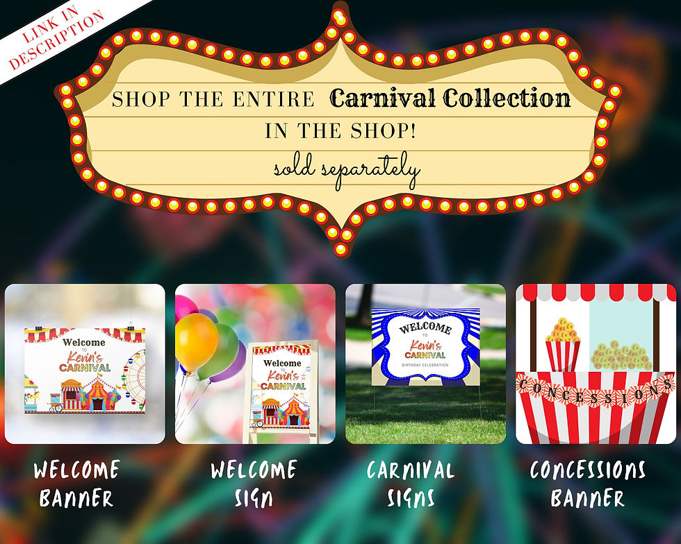 Thumbnail: Personalized Carnival Party Signs | Welcome, Station & Yard Signs