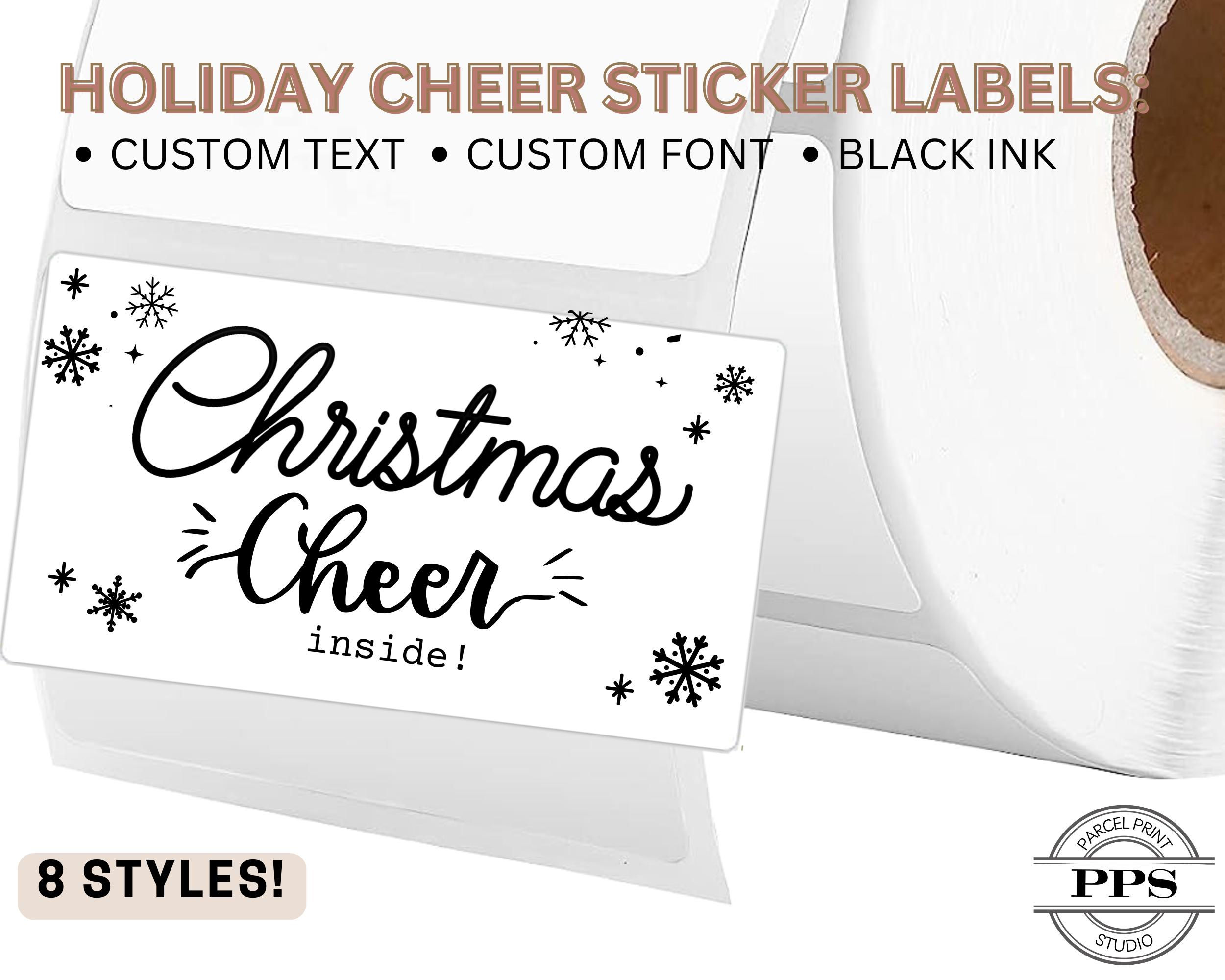 HOLIDAY CHEER Inside Labels Rectangular Custom Business Bulk Stickers Small B