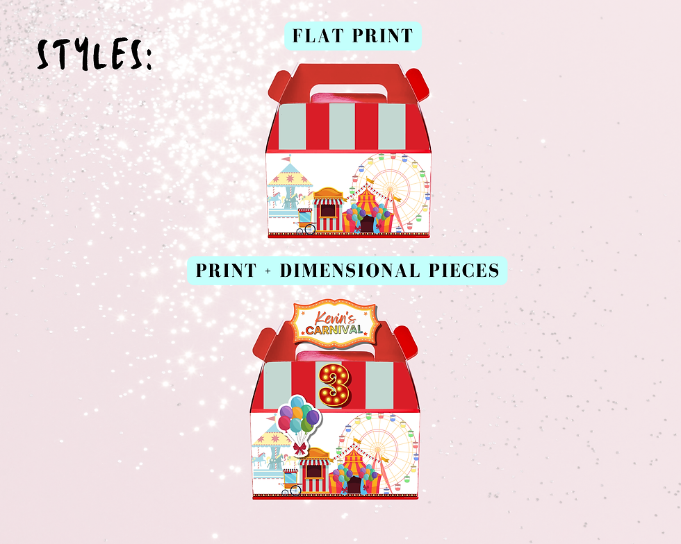 Thumbnail: Personalized Carnival Gable Favor Boxes | Classic & Pastel Party Favors