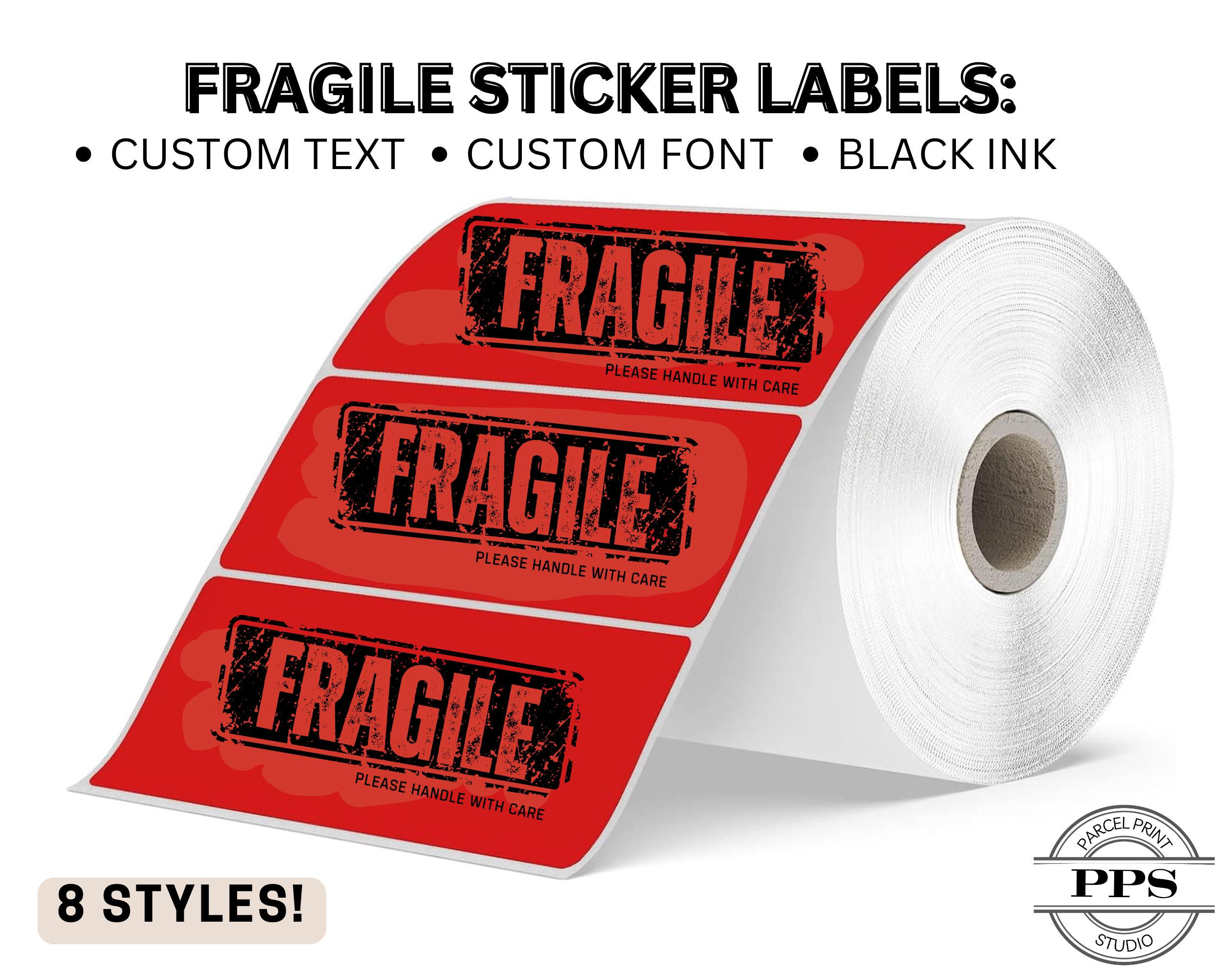 FRAGILE Labels Handle With Care Rectangular Custom Bulk Business Stickers Sma