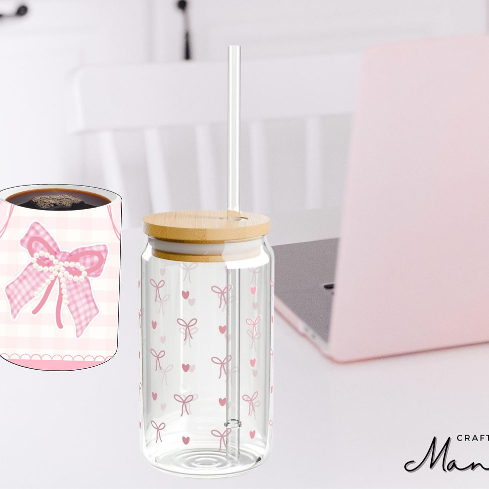 Thumbnail: Pink Bows & Hearts Glass Cup
