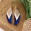 Thumbnail: Short White/Blue Painted Feather Earrings