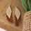 Thumbnail: Short Gold/Cognac Painted Feather Earrings