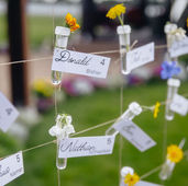 Floral hanging seating chart for Montana wedding