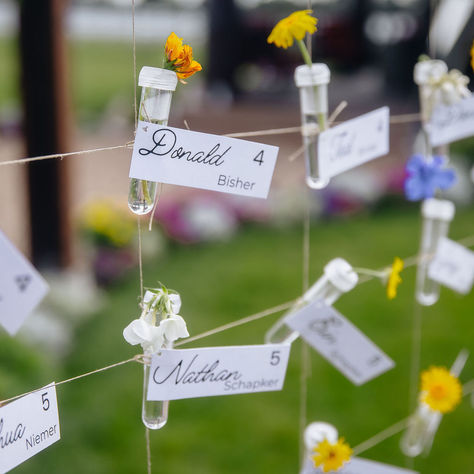 Floral hanging seating chart for Montana wedding