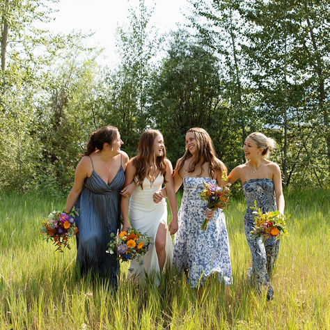 Bride and her bridesmaids at a Montana wedding