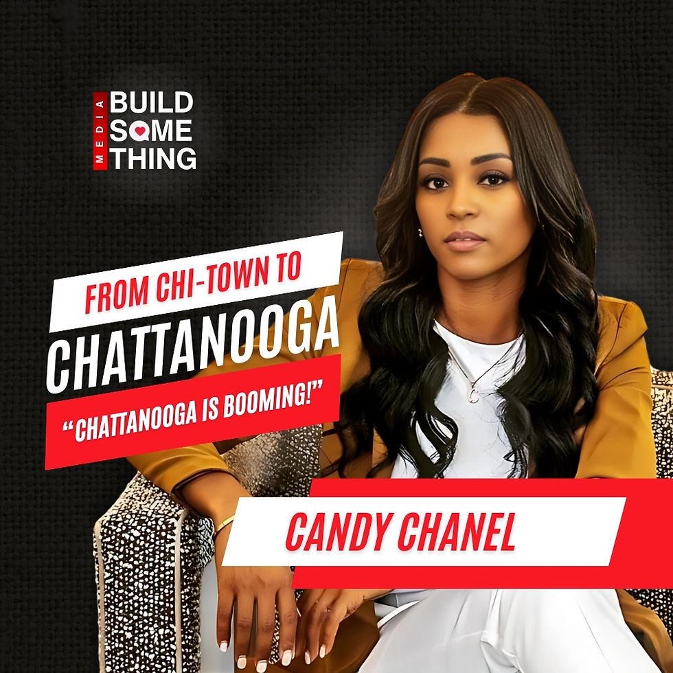 Moving to Chattanooga Podcast Thumbnail with Candy Chanel Seated.
